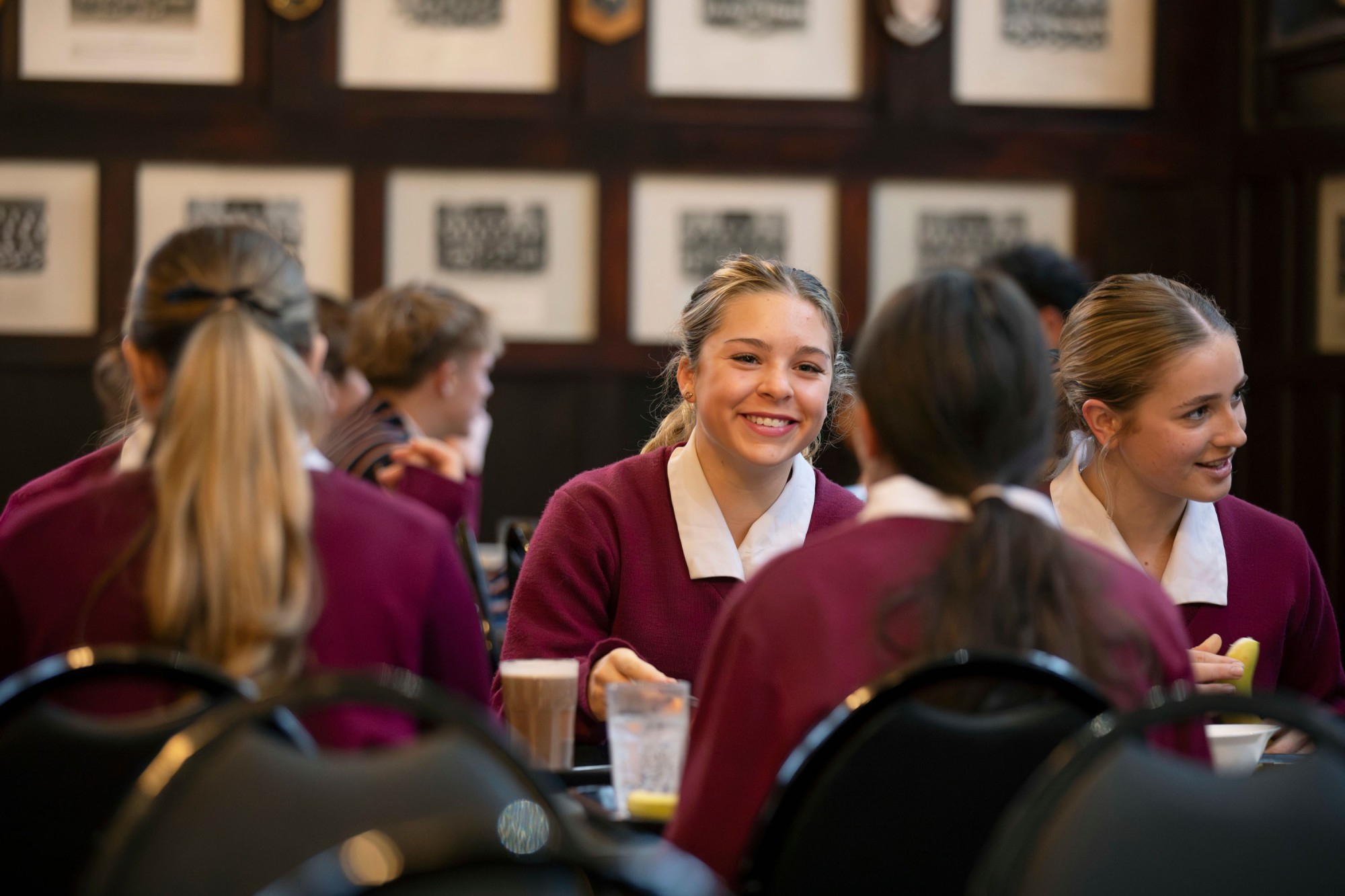 Female boarders in the dining hall