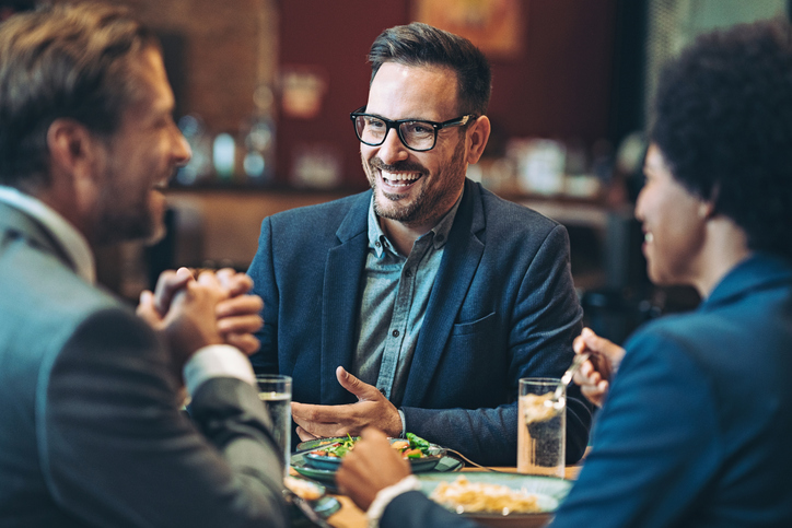 Men having dinner at a restaurant