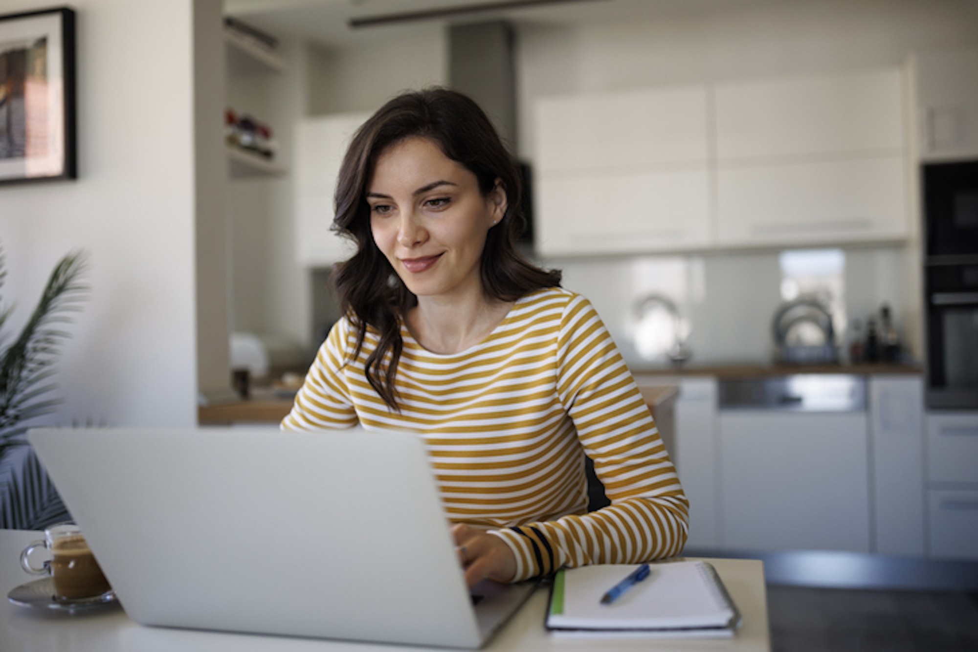 Woman on a laptop at home